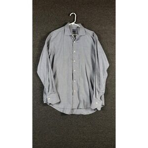 Spada Roma Mens Blue Micro Houndstooth Custom Fit Button Down Shirt 17.5 44 L